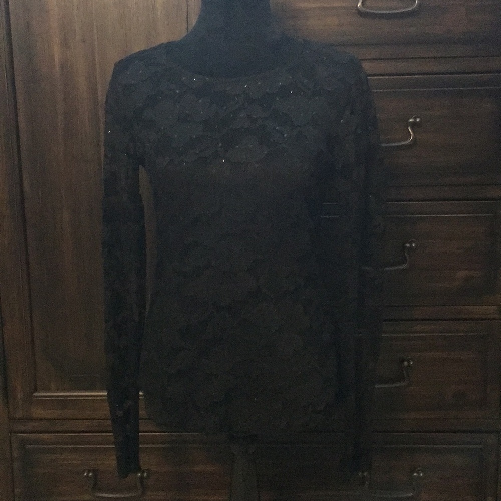 Black lace with sequins top